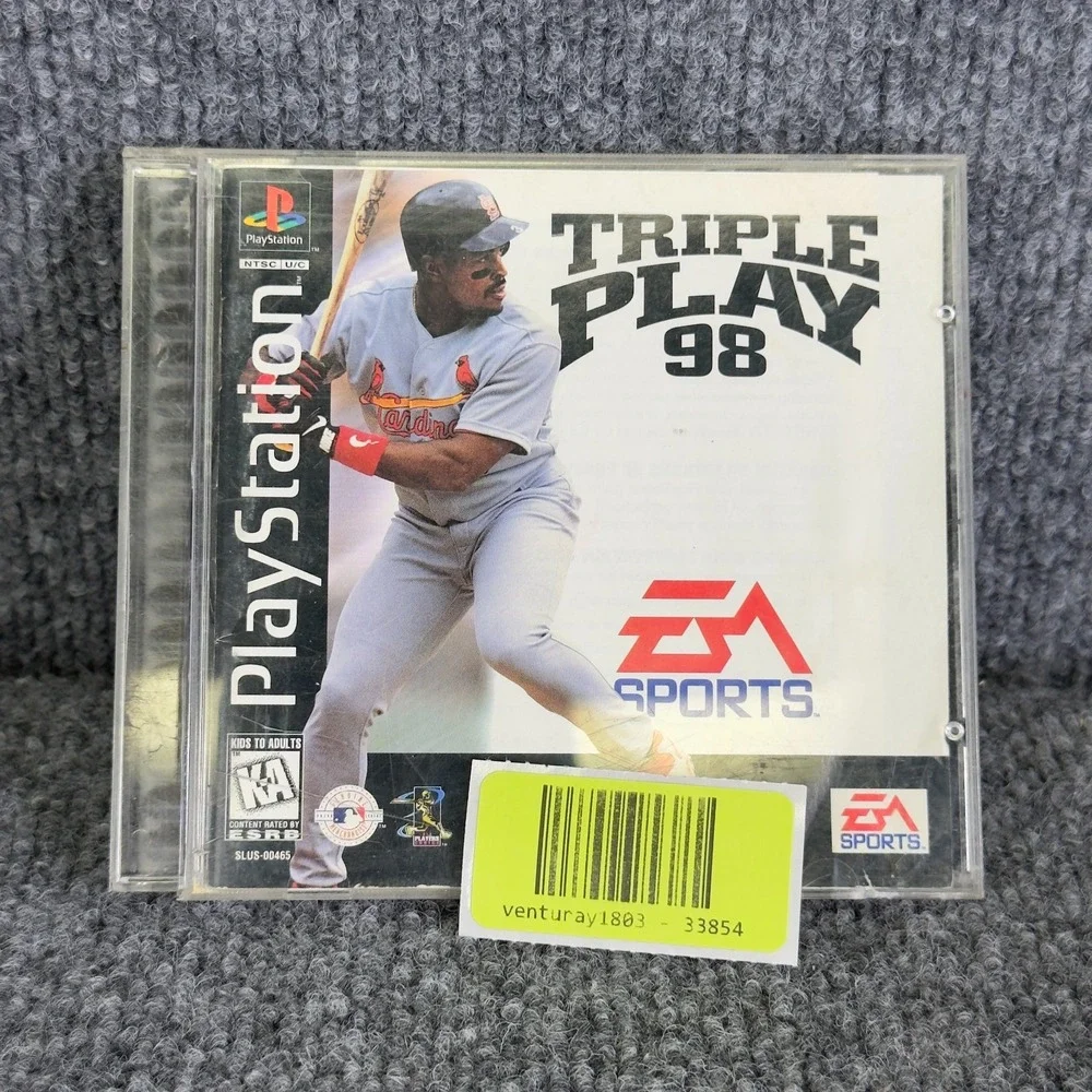 Triple Play 98 PS1 EA Sports Baseball‎ Game MLB 1997 Stats Tested Disc Only